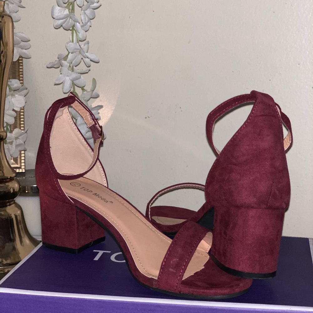 Burgundy sandal heels